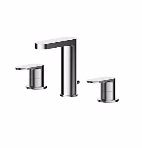 nuie BIN337 Binsey Modern Bathroom Round 3 Tap Hole Basin Mixer Tap with Lever Handles and Pop-up Waste, Chrome