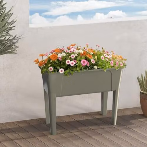 Simpa XL Raised Bed Plastic Trough Planter in Taupe, W/D/H: 76 x 37 x 65 cm – 2