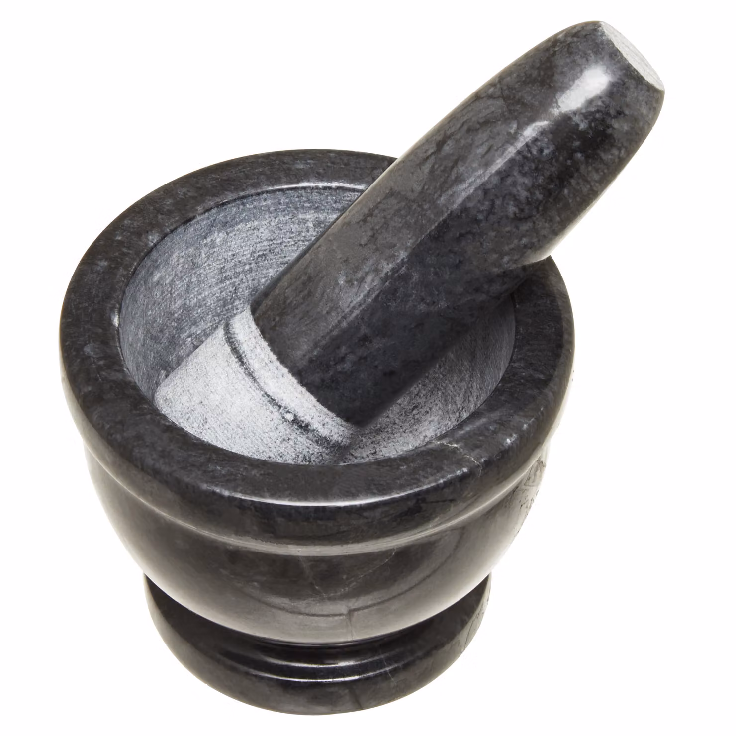Orsina Black Marble Mortar and Pestle with Rim, Natural Stone Grinder – 2
