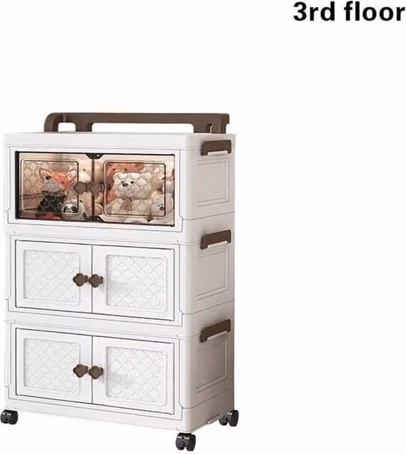 KORVIXA Large Stackable Folding Storage Box Cabinet in White, W/D/H: 100 x 100 x 100 cm
