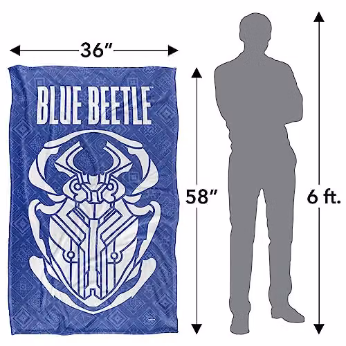 Warner Bros. Blue Beetle 2023 Circuit Logo Super Soft Fleece Throw Blanket, Blue and Multicolour, W: 91 cm, D: 147 cm – 2