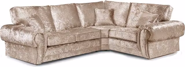 Furnishings For Less UK Chelsea Large 4 Seater Corner Sofa in Baby Pink Crushed Velvet