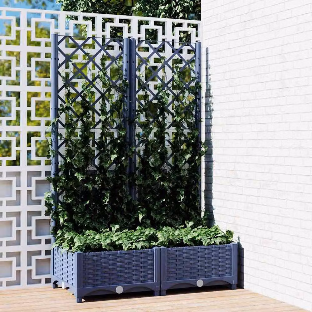 Berkfield Home Garden Planter with Trellis in Dark Grey, W: 80 cm, D: 40 cm, H: 121.5 cm – 2