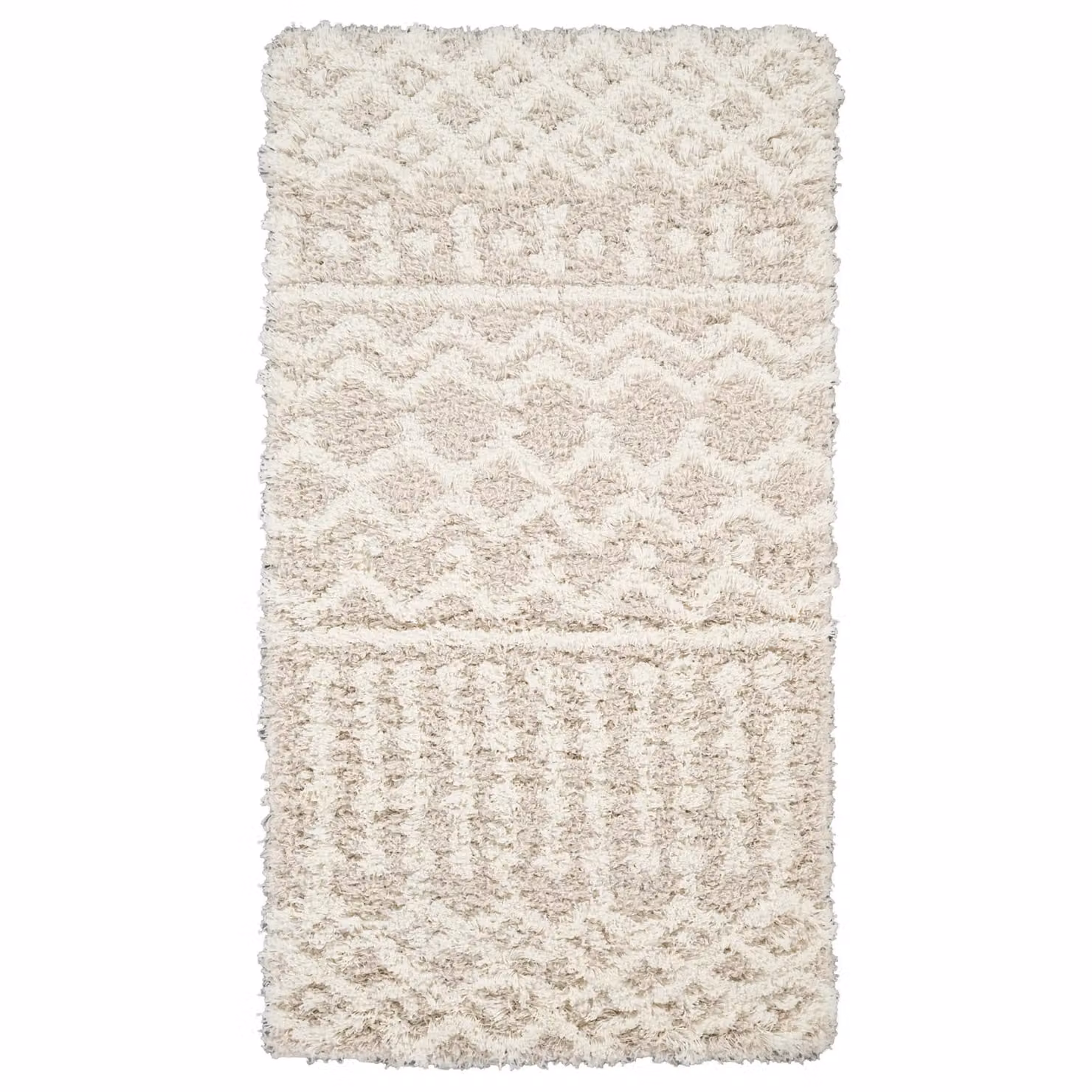 Livabliss Urban Geometric Shag Rug in Beige, Blue, Pink and Grey, W: 140 cm, L: 200 cm – 1