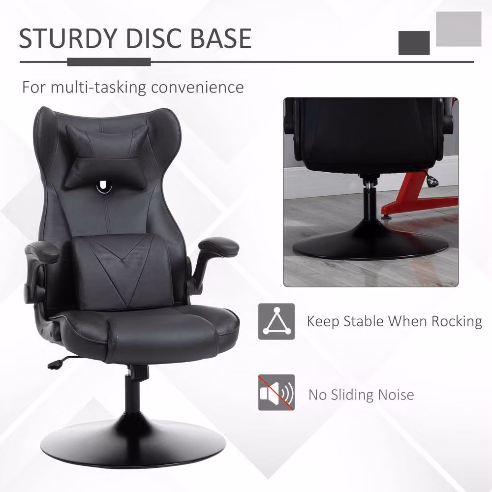 STILVORA Black Racing Gaming Chair with Flip-up Armrests and Headrest – 5