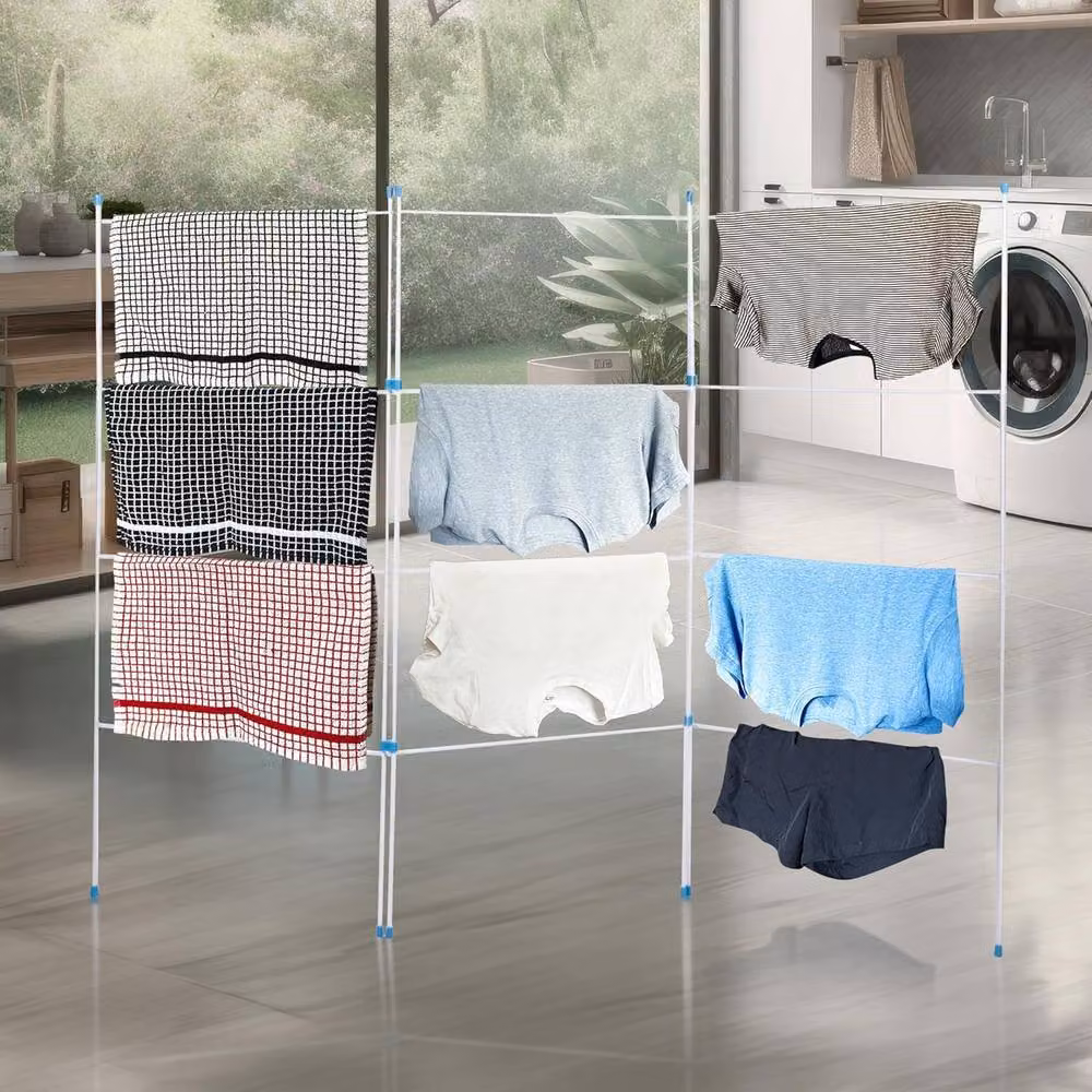 BARGAINS-GALORE 3 Fold Clothes Airer Drying Rack, Multicolour Coated Steel Foldable Washing Line for Indoor and Outdoor Use – 2