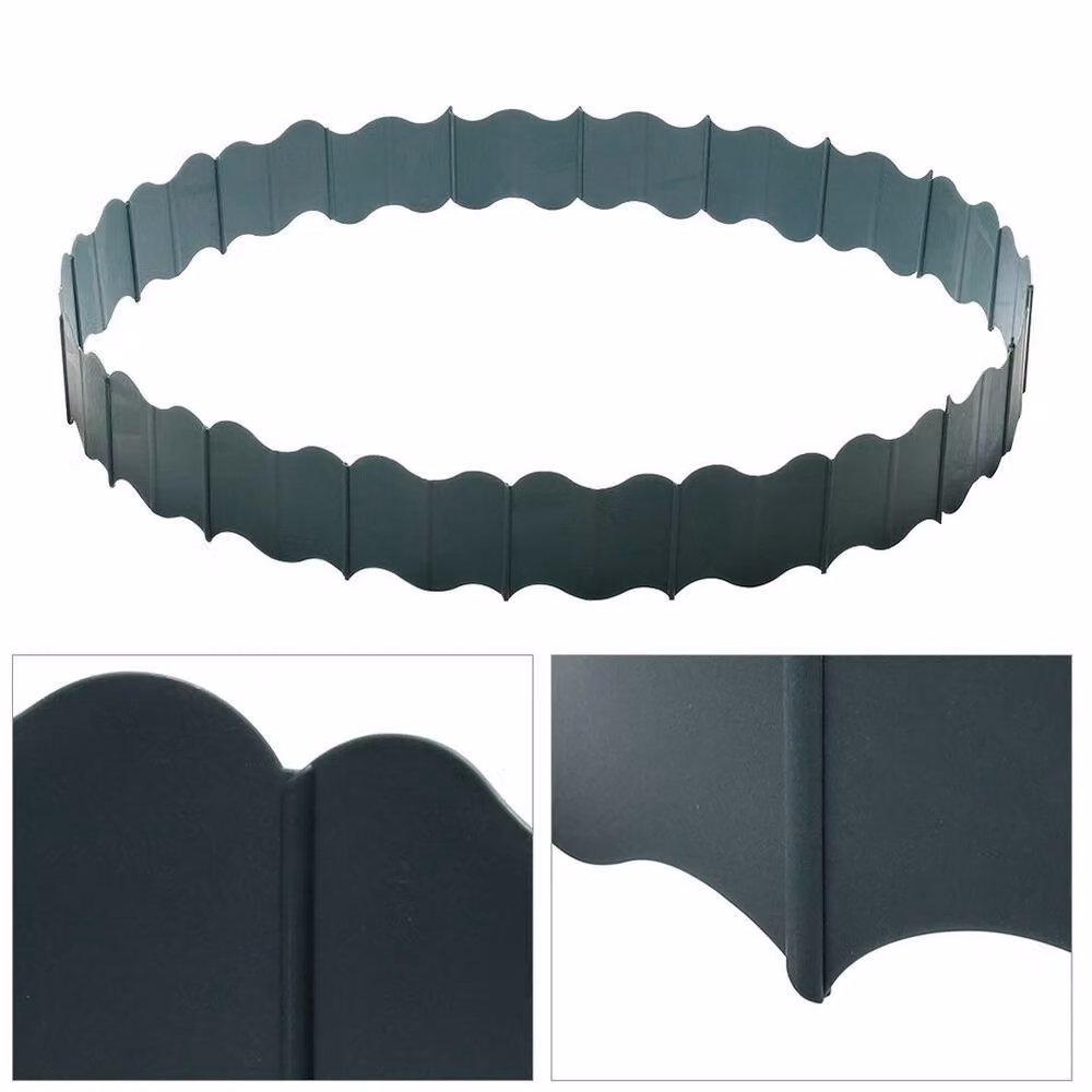 FLAVORA Green Plastic Flexible Lawn Edging Garden Border Fence, H x W: 15 x 100 cm – 5