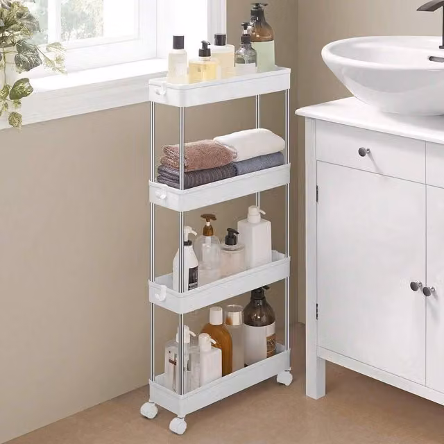 SONGMICS Narrow Storage Trolley with Wheels, White