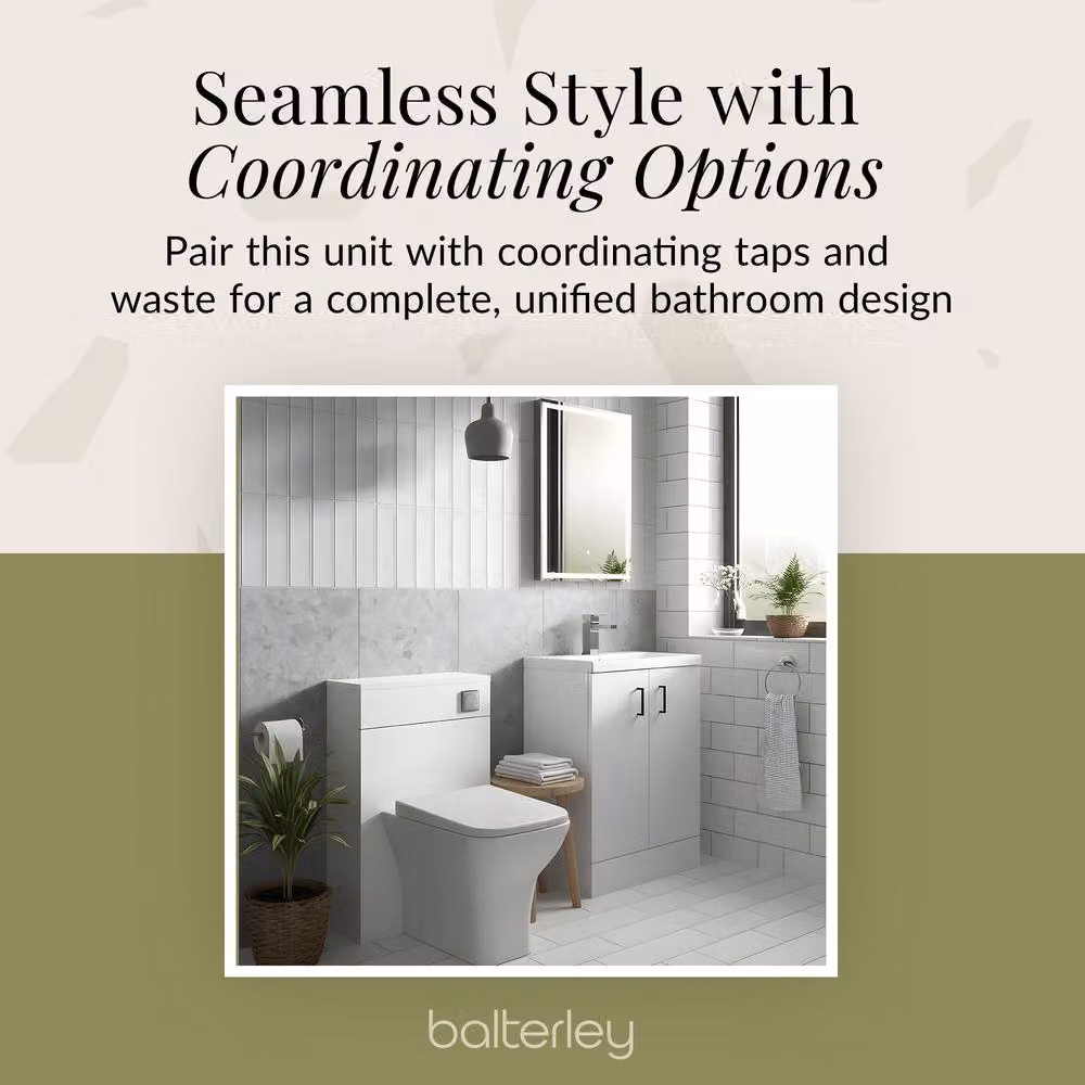 Balterley Gloss White Modern Freestanding Bathroom Vanity Unit with Soft Close Doors – 3