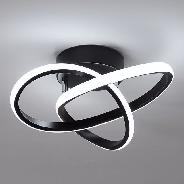 COMELY Modern LED Ring Design Ceiling Light, 30W, Black