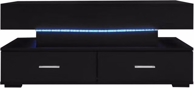 ERGOVEXA Modern Rectangular Coffee Table with Lift Top Storage and LED Lights in Matte Black – 1
