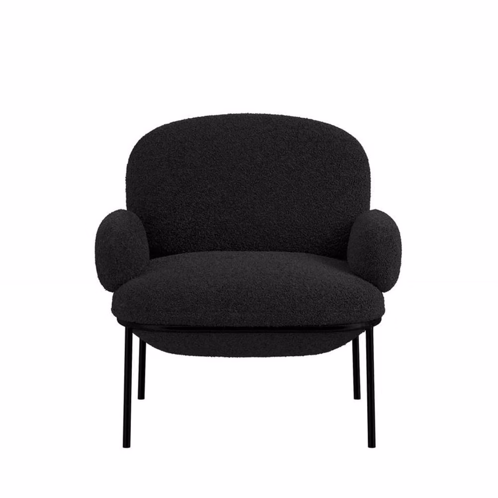 Lemon Pavilion Furniture Avery Indoor Lounge Chair in Black Boucle with Metal Frame, W/D/H: 80 x 74 x 79 cm – 2