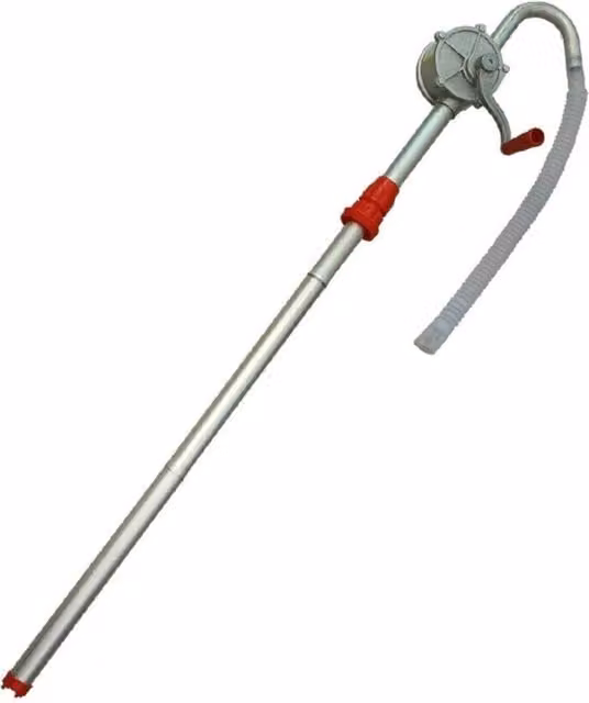 VOGREX Silver Self Priming Hand Drum Barrel Syphon Pump for Diesel and Fuel Oil Transfer