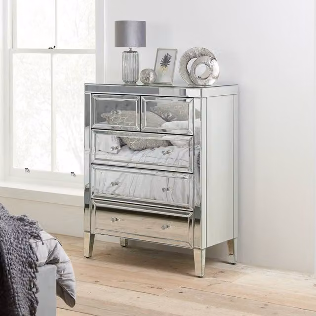Birlea Valencia Silver Mirrored 3 + 2 Chest W/D/H: 102 x 40 x 80 cm – 6