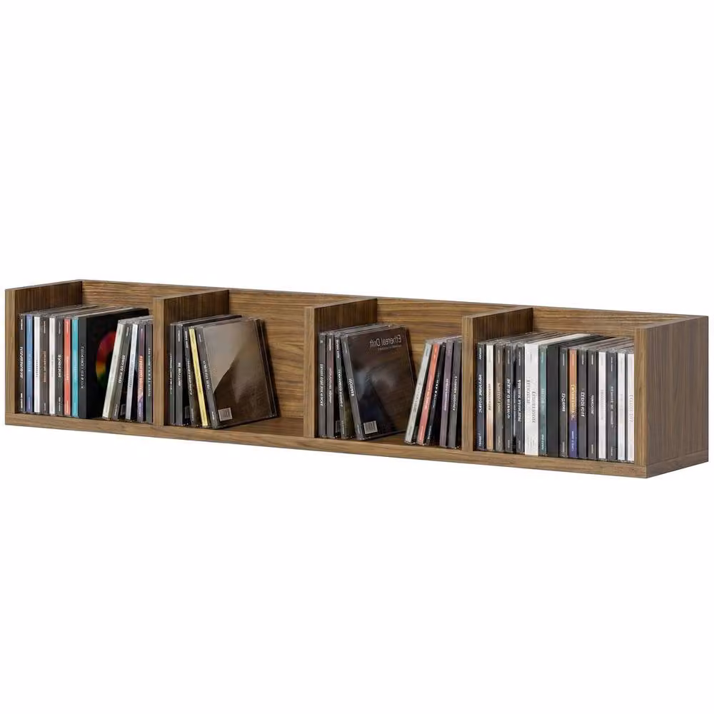 Havendro Modern Brown Wooden Wall-Mounted Media Storage Display Shelf – 6