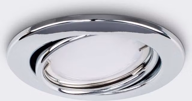 ValueLights MiniSun Fire Rated Tiltable Recessed GU10 Ceiling Downlight in Chrome – 1