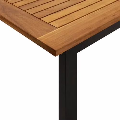 vidaXL Extendable Acacia Wood Garden Table with U-shaped Legs, Brown and Black, W: 200 cm, D: 90 cm, H: 75 cm – 2