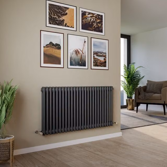 Agadon Kylo 2 Column Radiator in Dark Grey, H: 180 cm x W: 47 cm x D: 4.7 cm – 1