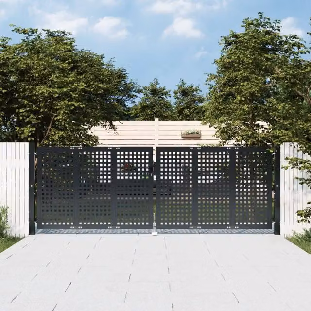 Berkfield Home Anthracite Steel Wire Mesh Garden Gate W: 300 cm, H: 150 cm