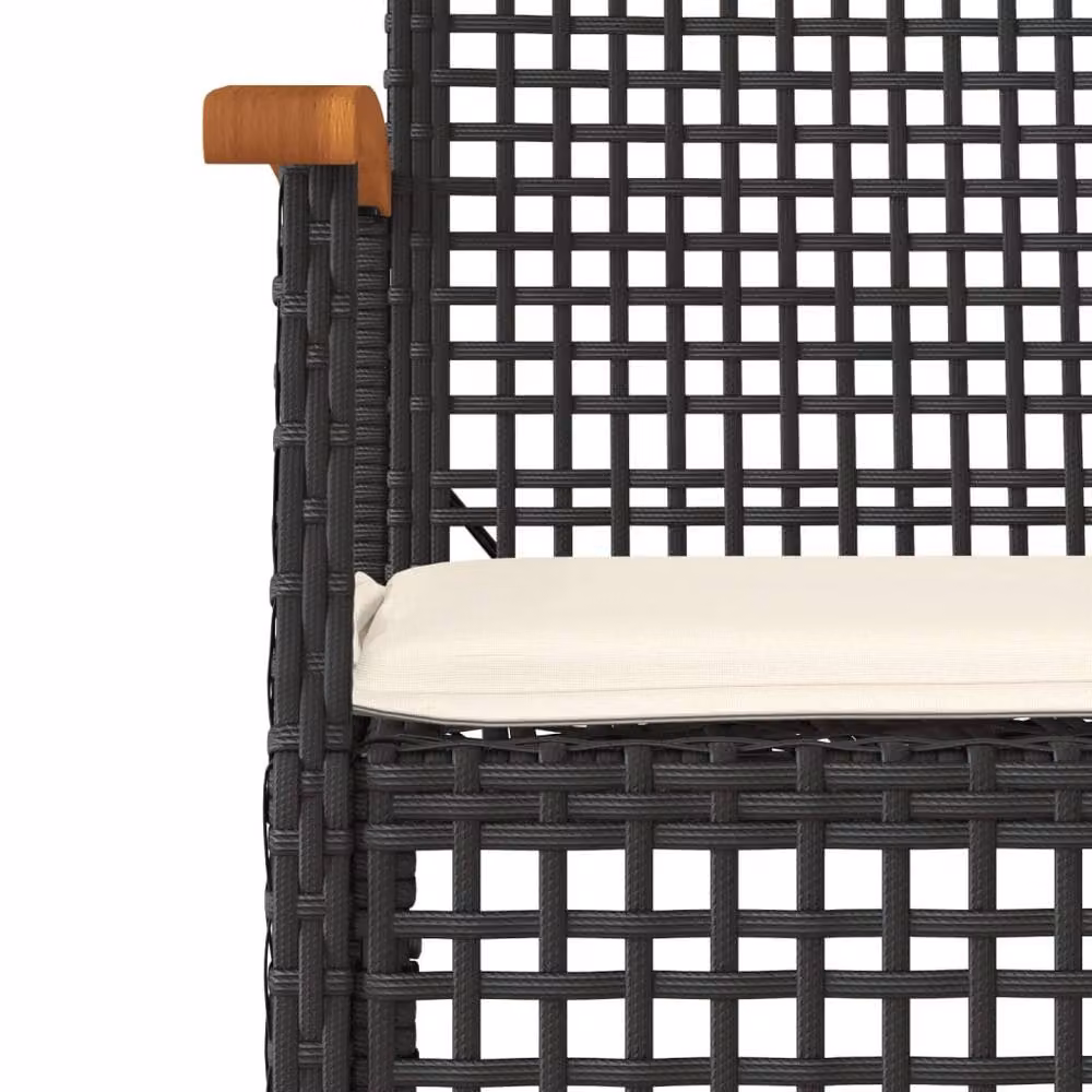 Berkfield Home 5 Piece Black Poly Rattan Garden Dining Set with Cushions – 3