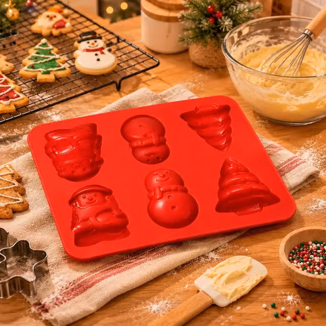 Premier Housewares Red Non-Stick Silicone 6-Hole Muffin Tray – 3