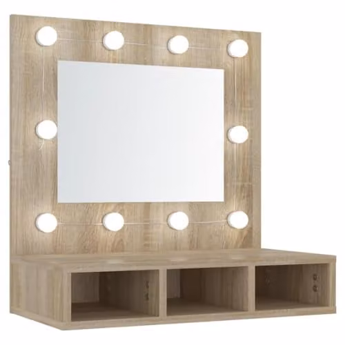 vidaXL Modern Mirror Cabinet with LED Lighting in Sonoma Oak, W/D/H: 60 x 31.5 x 62 cm – 1