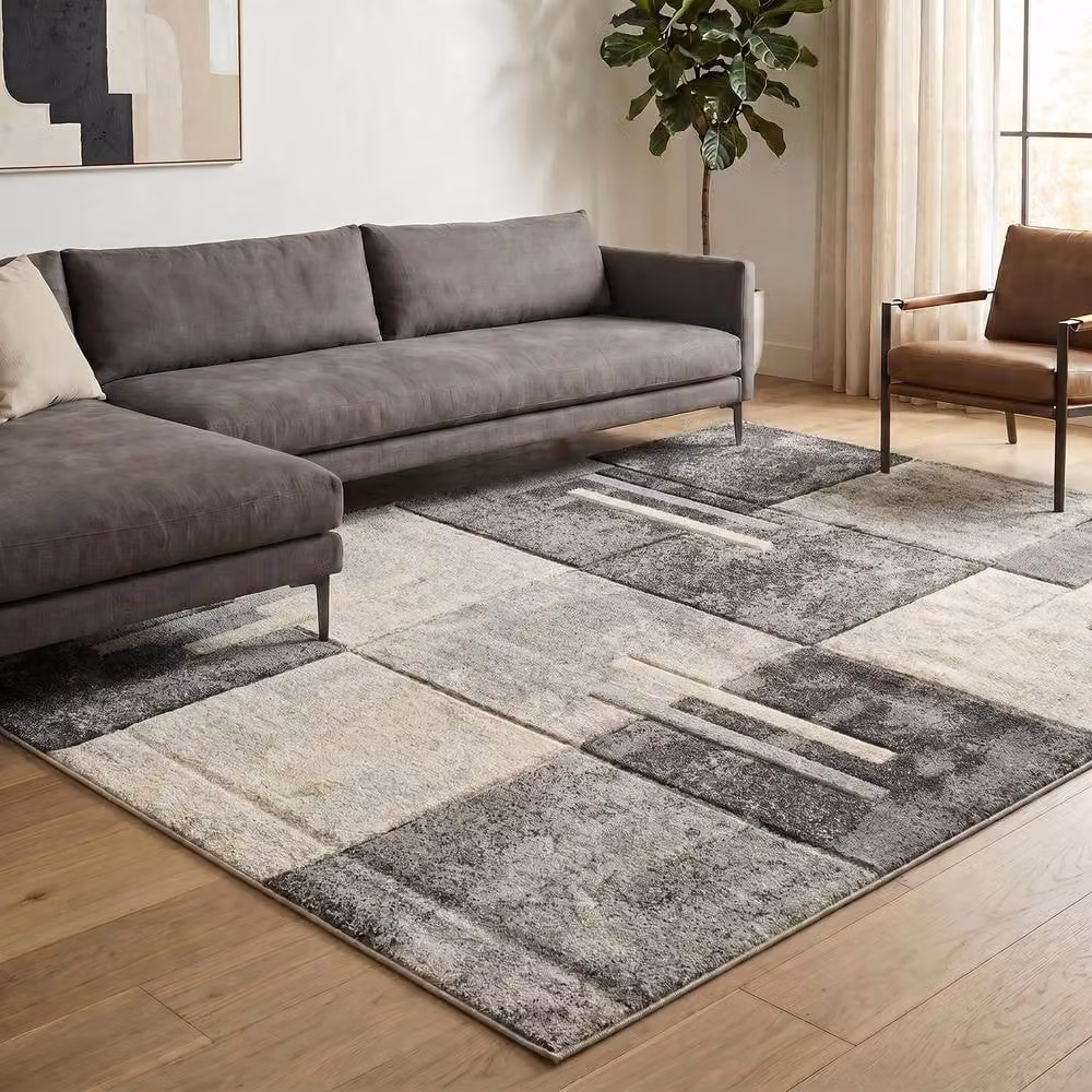 Desire Rugs Santiago Modern Geometric Patterned Carved Area Rug in Grey and Beige, W: 160 cm, D: 230 cm – 3