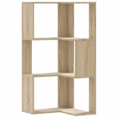 vidaXL 3-Tier Corner Bookcase in Brown MDF, W/D/H: 50 x 50 x 102 cm