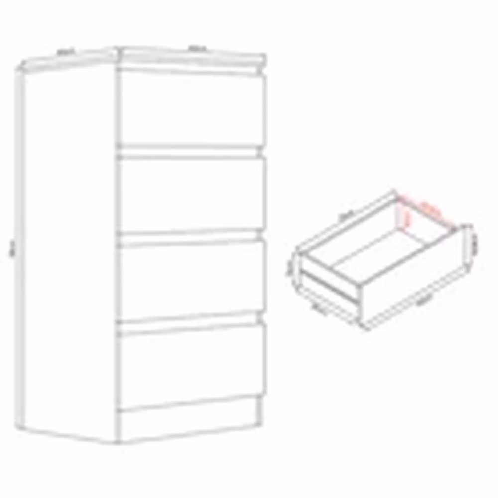 EONLION White Gloss 4 Drawer Handleless Scandinavian Bedroom Chest of Drawers – 2