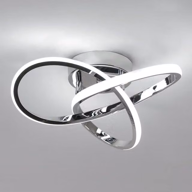 Goeco Modern Flower Design LED Ceiling Light in Silver, 6500K Cool White, Diameter: 30 cm