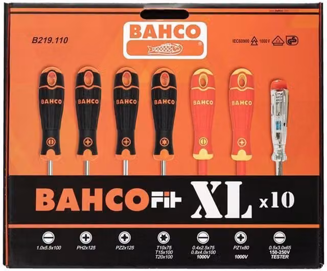 BahcoFit 10 Piece XL Manual Screwdriver Set in Orange