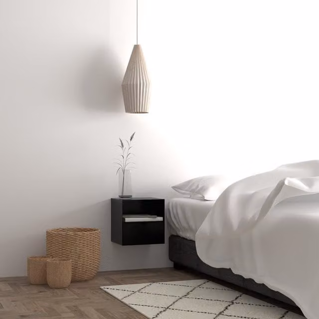 Furniture To Go Joliet Wall Mounted Bedside Table in Matt Black