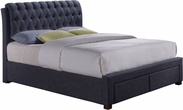 Birlea Valentino Upholstered Bed in Black with Drawers, W/D/H: 180 x 200 cm