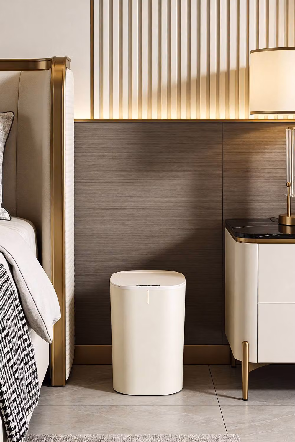 Living and Home Automatic Touchless Motion Smart Sensor Rubbish Bin with 3 Modes in Beige – 3