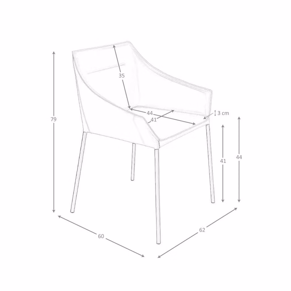 Angel Cerda Brown Synthetic Leather Dining Chair with Armrests and Matte Black Metal Legs – 5