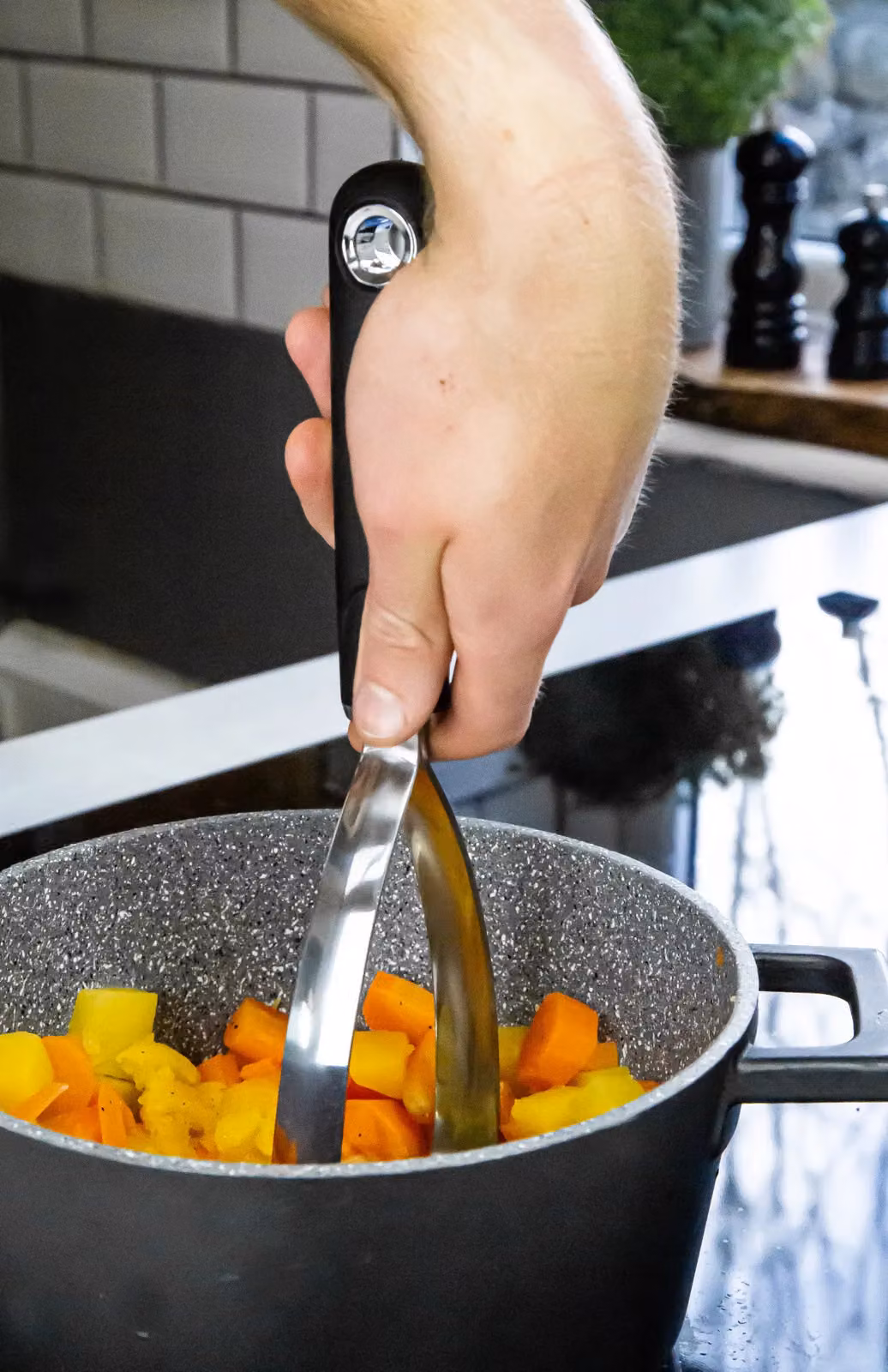 MasterClass Stainless Steel Potato Masher with Ergonomic Soft Grip in Black – 5