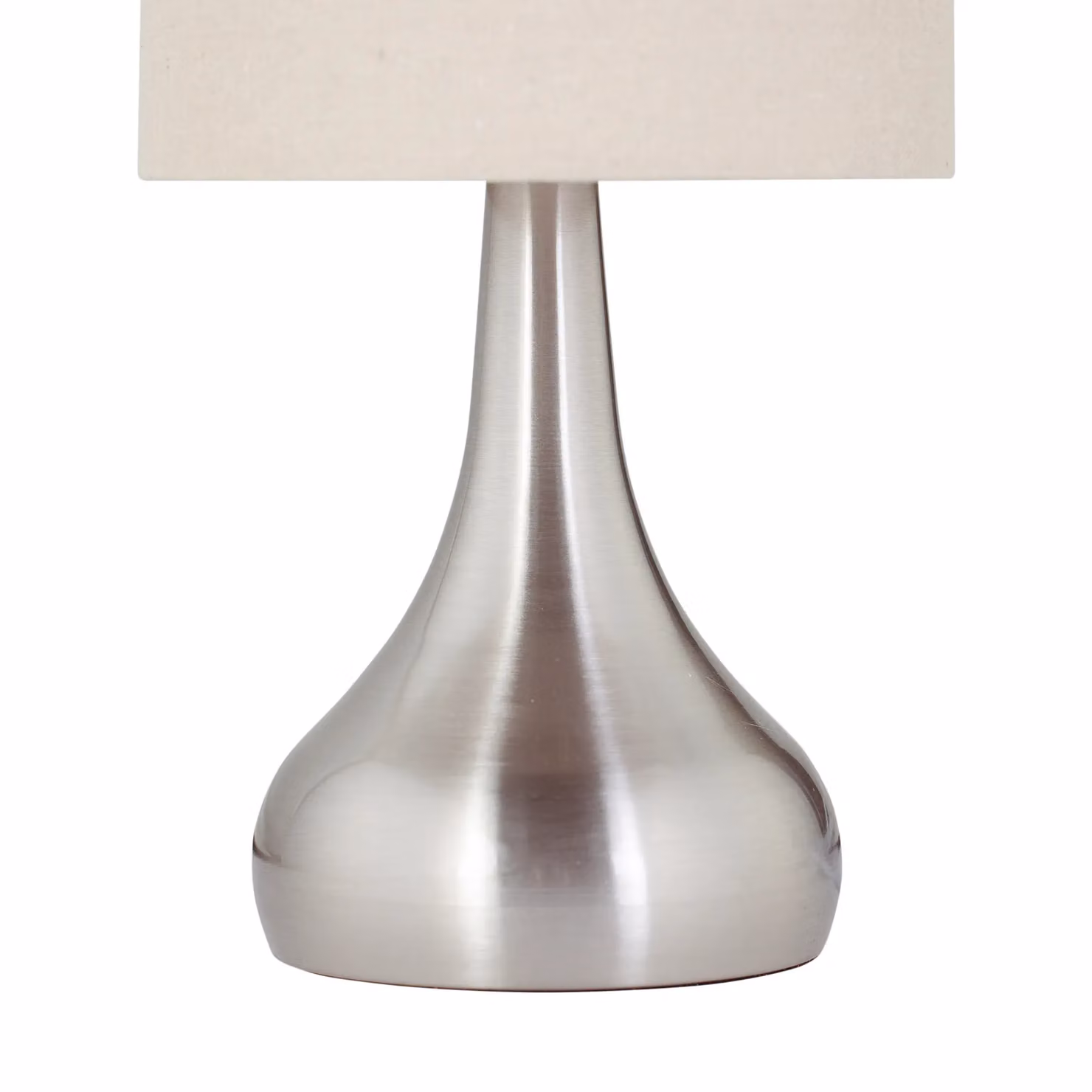 First Choice Lighting Romana Set of 2 Brushed Chrome Touch Table Lamps with Silver Linen Shades – 2