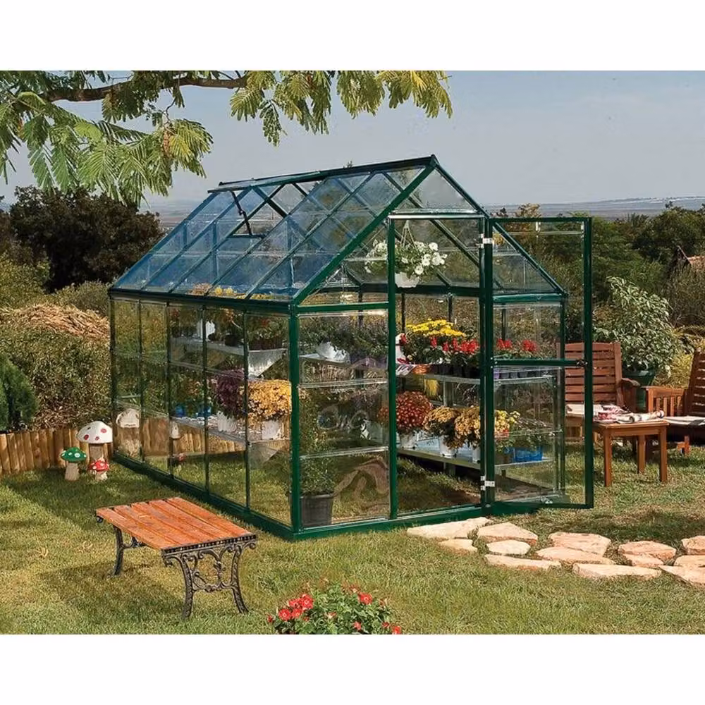 Palram Harmony 6 x 12 Polycarbonate Greenhouse, Green, W: 185 cm, H: 208 cm, L: 370 cm – 2