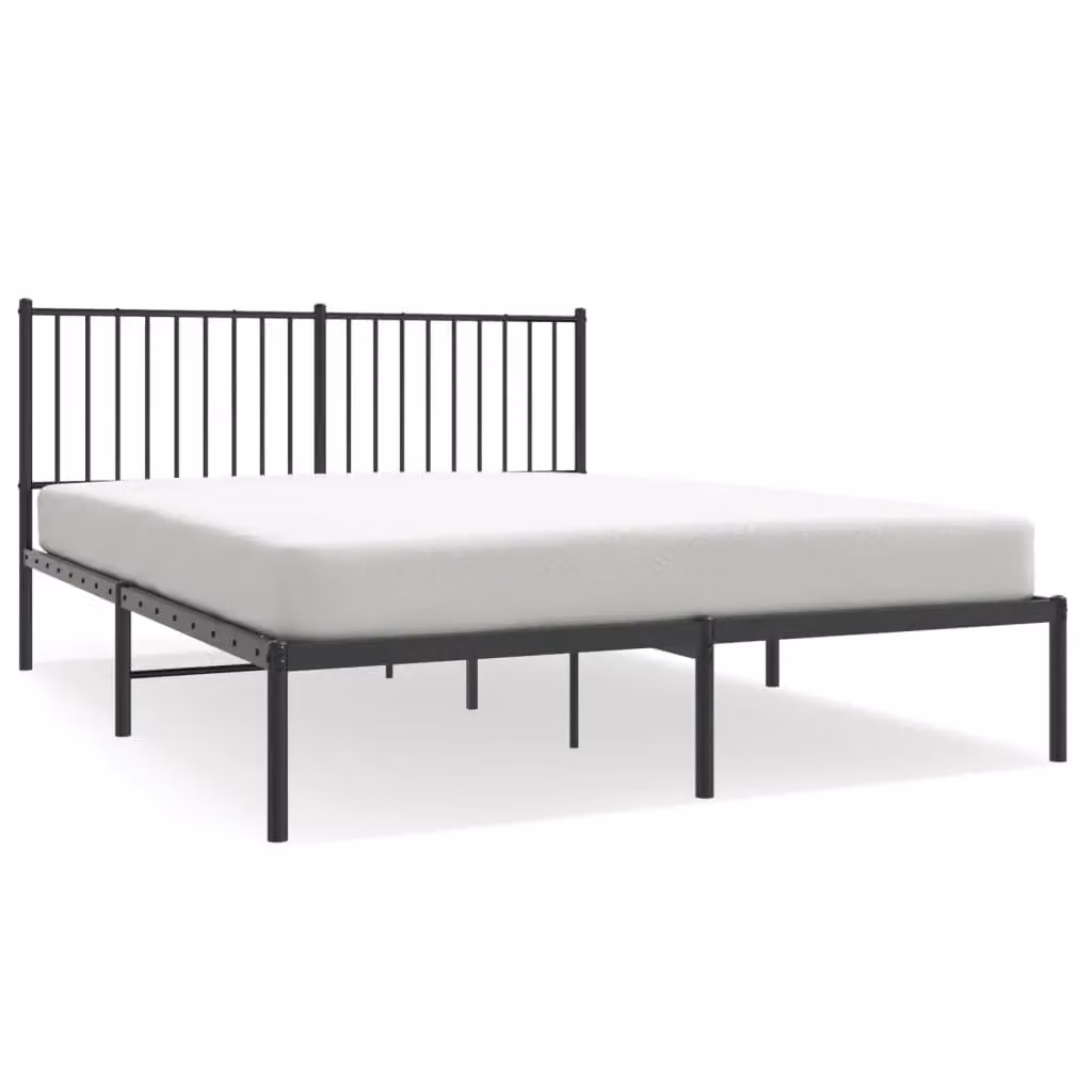 Berkfield Home Metal Bed Frame with Headboard in Black, W/D/H: 160 x 200 cm – 2