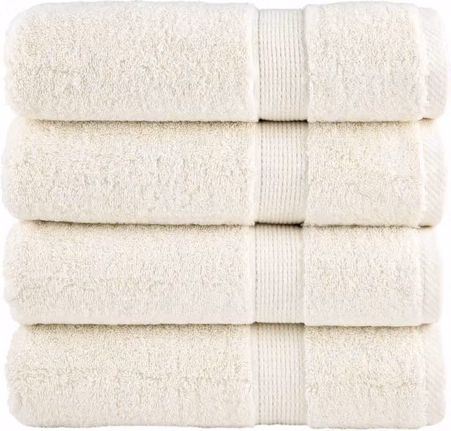 Berkfield Home SOLUND Premium Cotton Terry Hand Towels, 4 Pack, Beige, W: 50 cm, H: 100 cm, 600 gsm