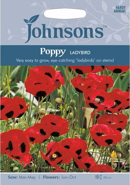 Johnsons Red Ladybird Poppy Ornamental Flower Seeds for Spring Planting