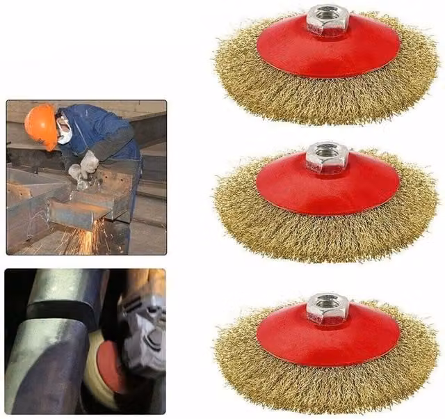 EONLION 6 Piece Wire Cup Brush Wheel Set, 115mm, Gold and Multicolour, for Angle Grinders