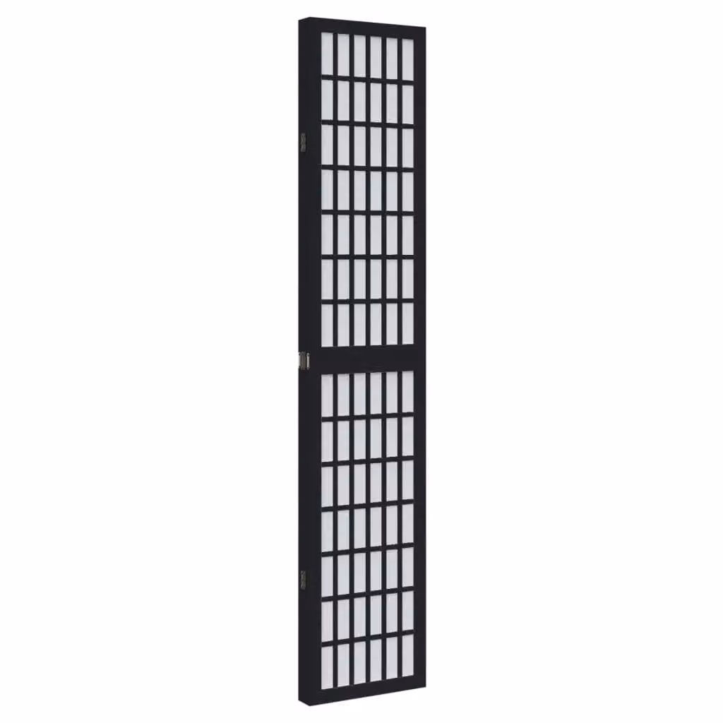 Berkfield Home 4 Panel Room Divider in Black Solid Paulownia Wood – 3