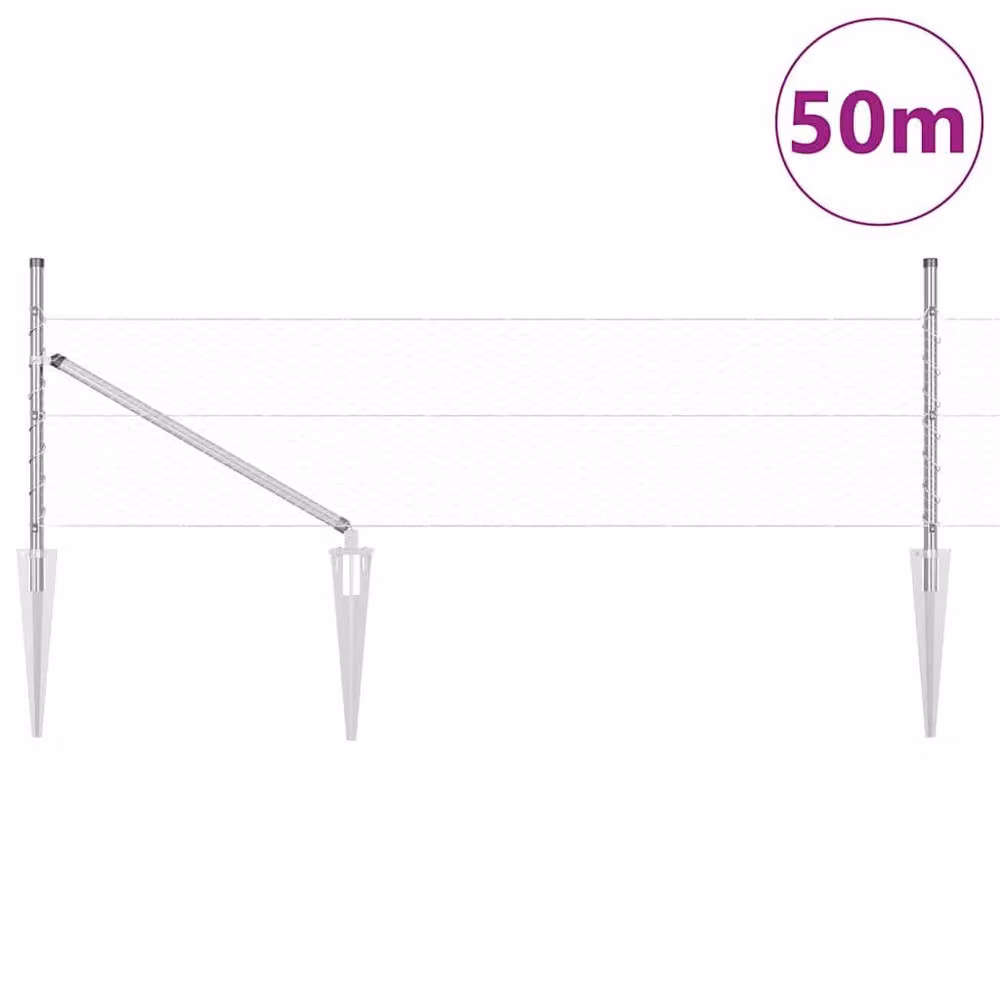 Berkfield Home Hexagon Fence in Silver Galvanised Steel, H: 0.5 m x W: 50 m – 2