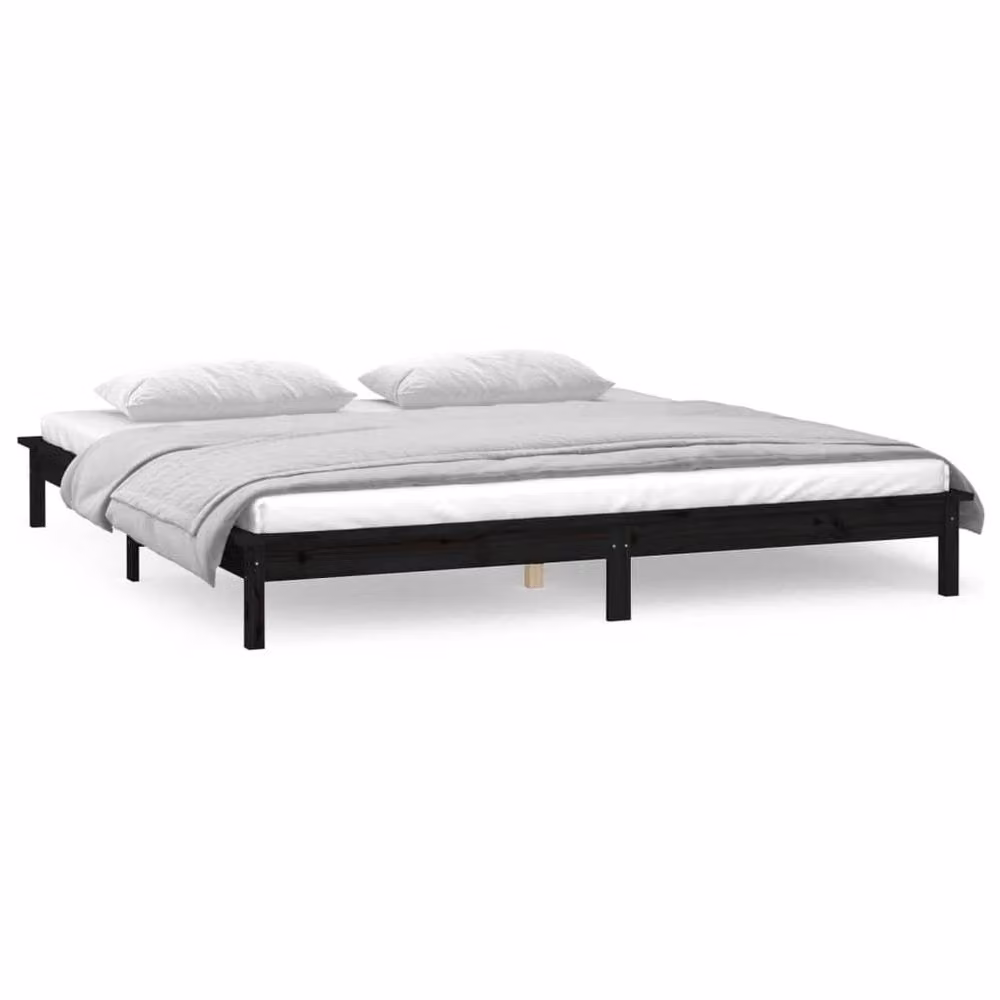 Berkfield Home Black Solid Wood LED Bed Frame with Under-Bed Lighting, W/D/H: 200 x 200 x 211.5 cm – 2