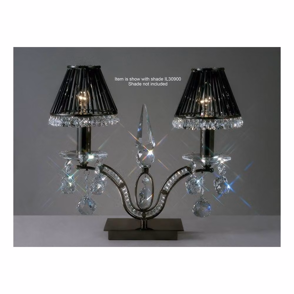 Netlighting Tara 2 Light Table Lamp in Black and Chrome with Crystal – 2