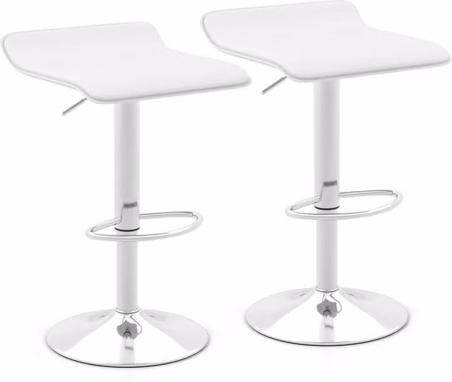 Costway Set of 2 Modern White Glossy Plastic Dining Bar Stools