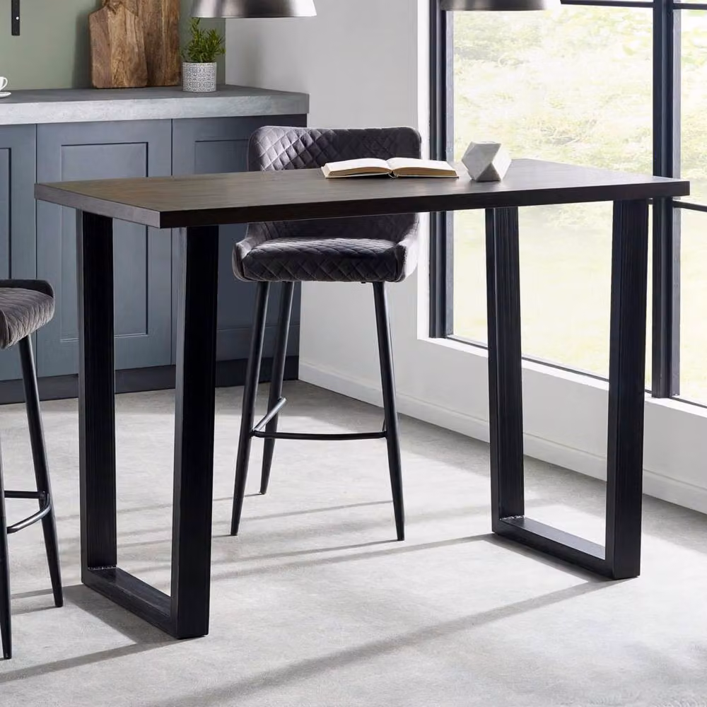 Cheshire Premium Huxford Industrial Oak Bar Table in Dark Brown, W: 140 cm, H: 76 cm – 2