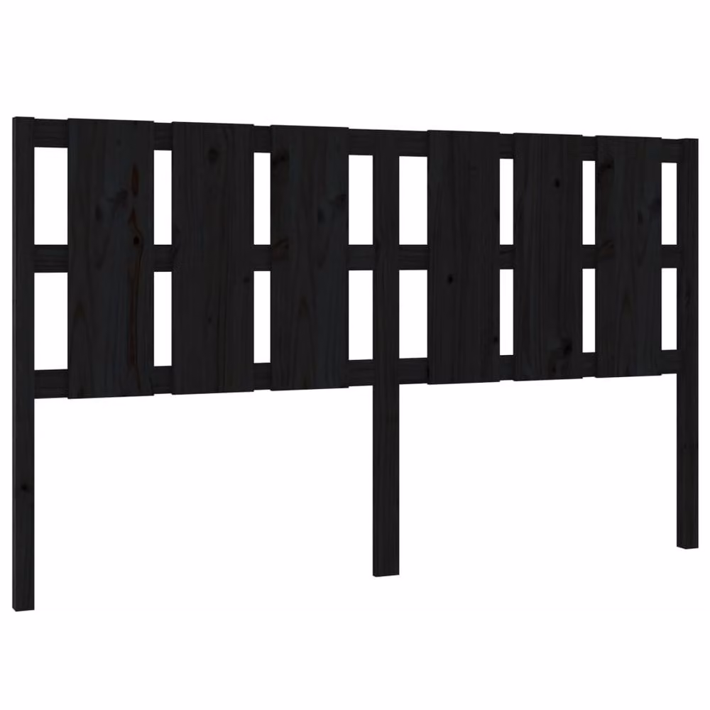 Berkfield Home Beautiful Bed Headboard in Black Solid Pine Wood, W: 185.5 cm, D: 4 cm, H: 100 cm – 2