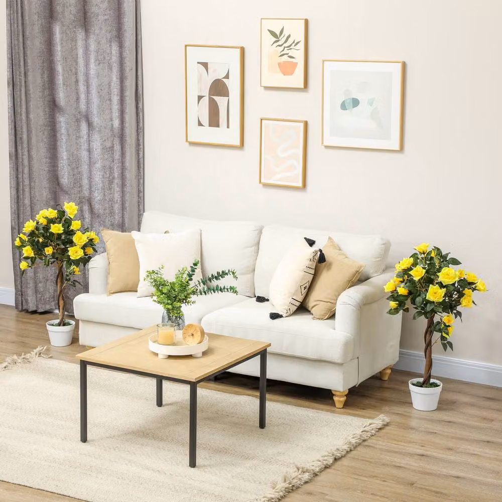 STILVORA Multicolour Yellow Artificial Rose Plant in Pot, Height: 90 cm – 2